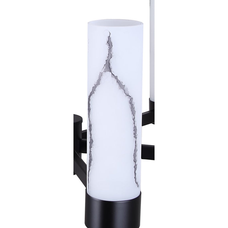 Canarm Kristella 26in 6-Light Chandelier | Modern Matte Black and Grey Marbled Glass | Dining Room & Entryway | Model ICH1153A06BK