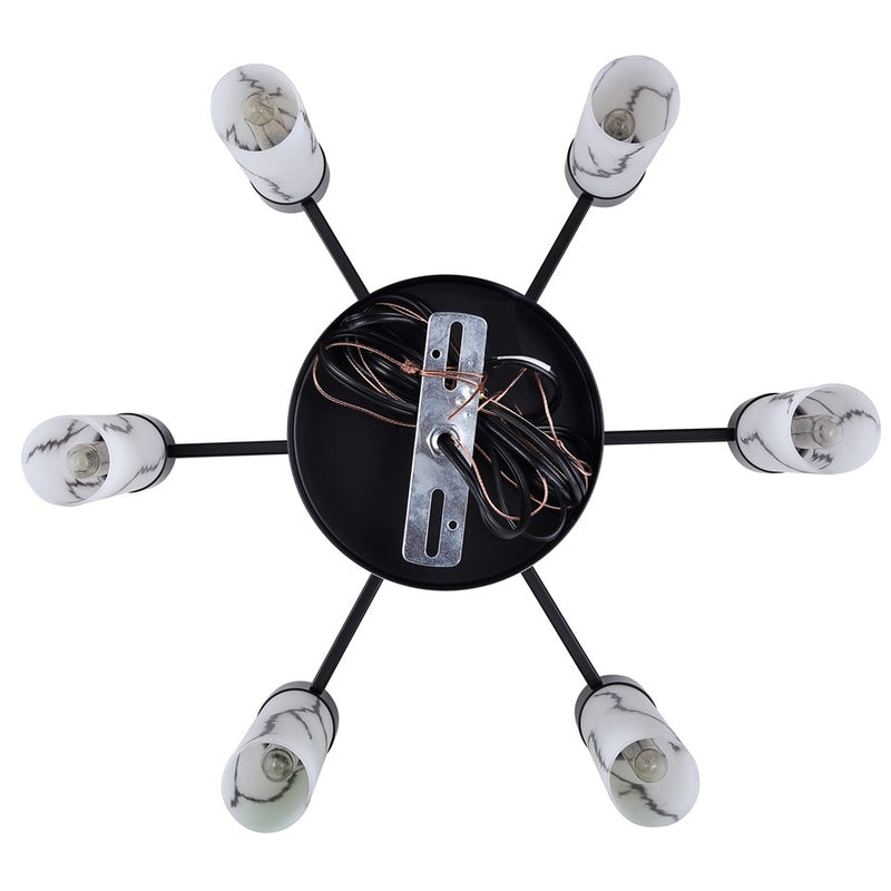 Canarm Kristella 26in 6-Light Chandelier | Modern Matte Black and Grey Marbled Glass | Dining Room & Entryway | Model ICH1153A06BK