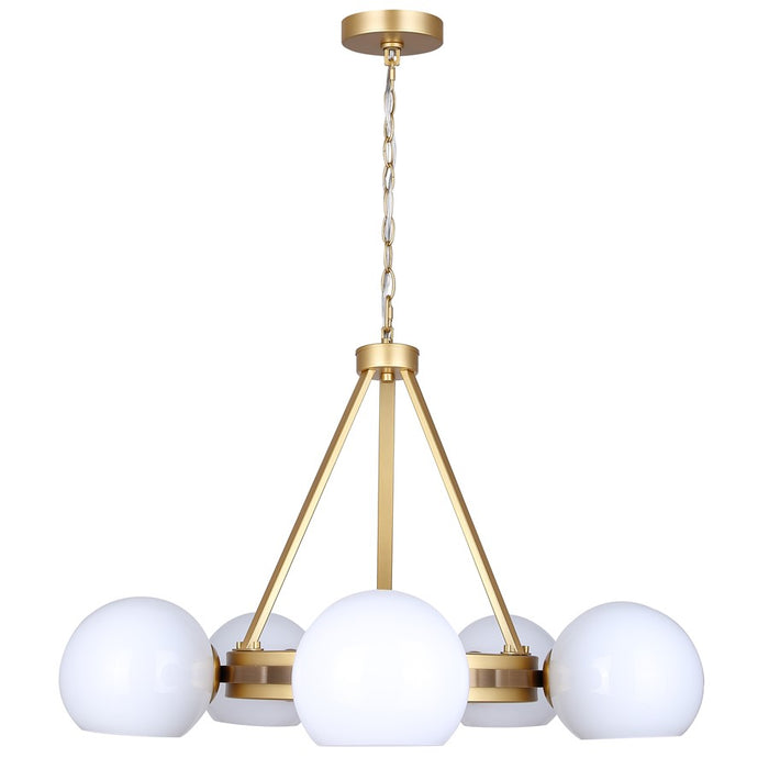Canarm Monroe 5 Light 30.25" Chandelier, Gold/Opal