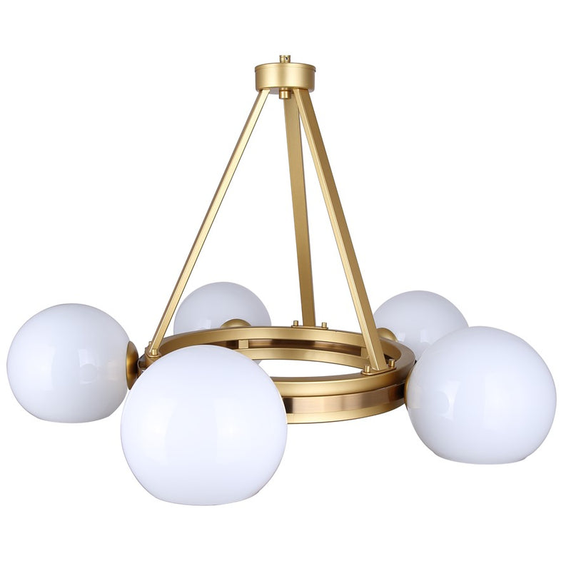 Canarm Monroe 5 Light 30.25" Chandelier, Gold/Opal
