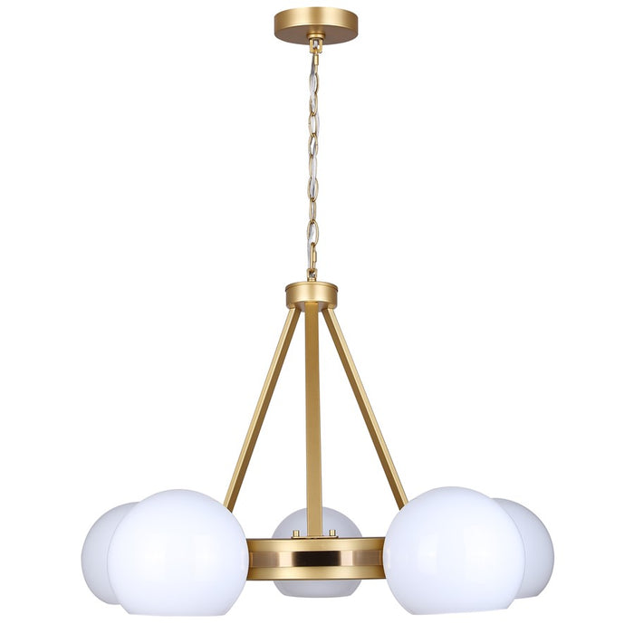 Canarm Monroe 5 Light 30.25" Chandelier, Gold/Opal