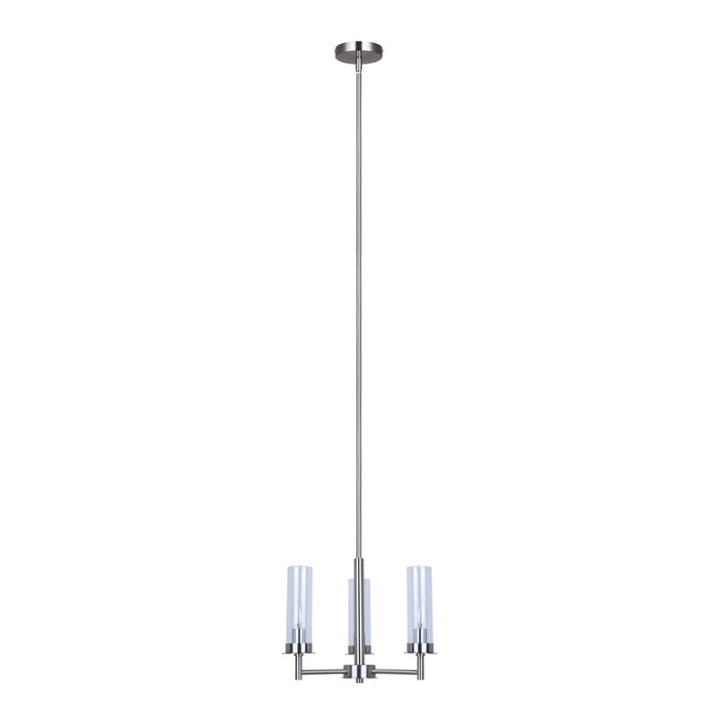 Canarm Benson 16in 3-Light Chandelier | Brushed Nickel and Clear Glass | Kitchen & Dining Room | 16 x 16 x 14 in | Model ICH1205A03BN