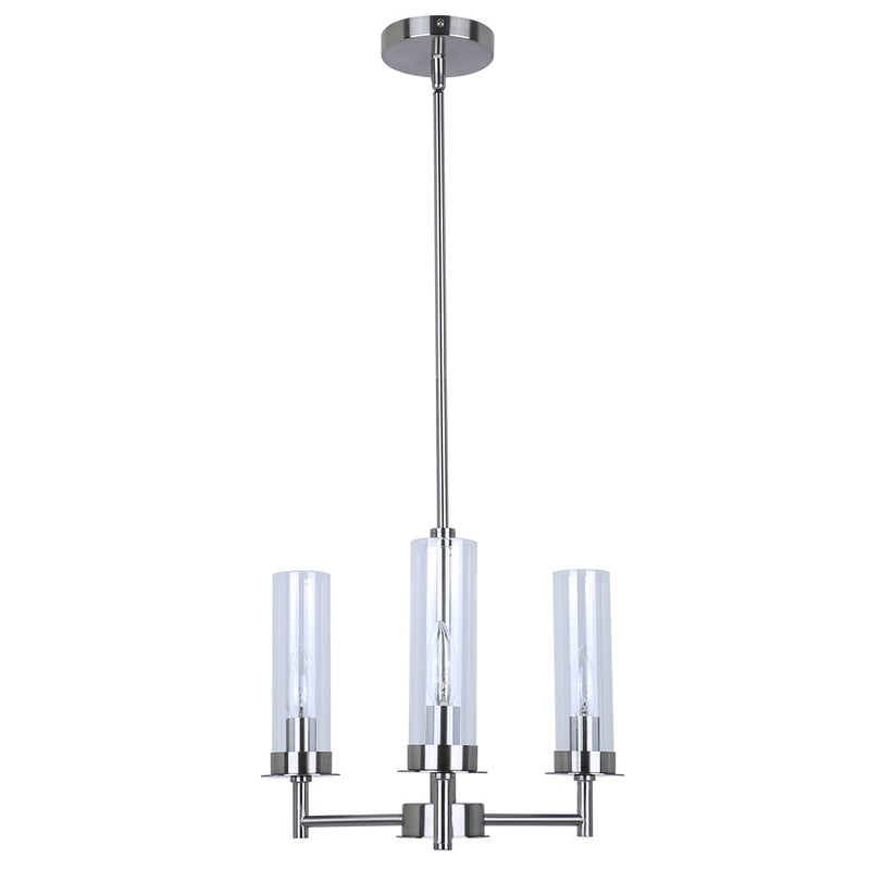 Canarm Benson 16in 3-Light Chandelier | Brushed Nickel and Clear Glass | Kitchen & Dining Room | 16 x 16 x 14 in | Model ICH1205A03BN
