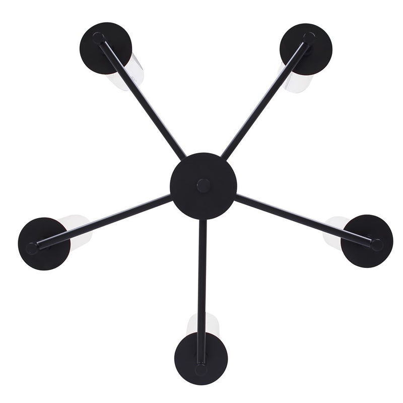 Canarm Benson 23in 5-Light Chandelier | Matte Black and Clear Glass | Kitchen & Dining Room | 23 x 23 x 20 in | Model ICH1205A05BK