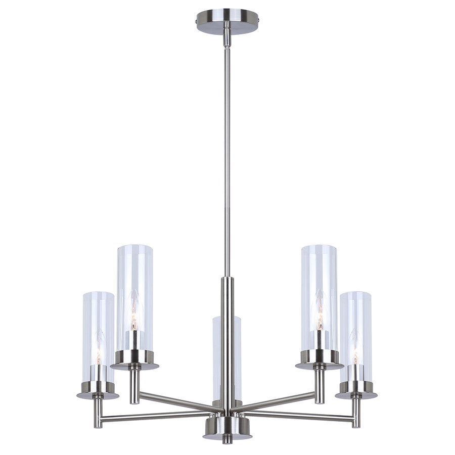 Canarm Benson 5 Light 23" Chandelier, Brushed Nickel - ICH1205A05BN