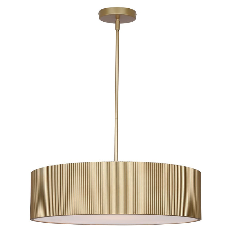 Canarm Scarlett 22in 3-Light Chandelier | Painted Gold and Ribbed Metal Shade | Dining Room & Kitchen Island | 22 x 22 x 15 in | Model ICH1208A03PGD22