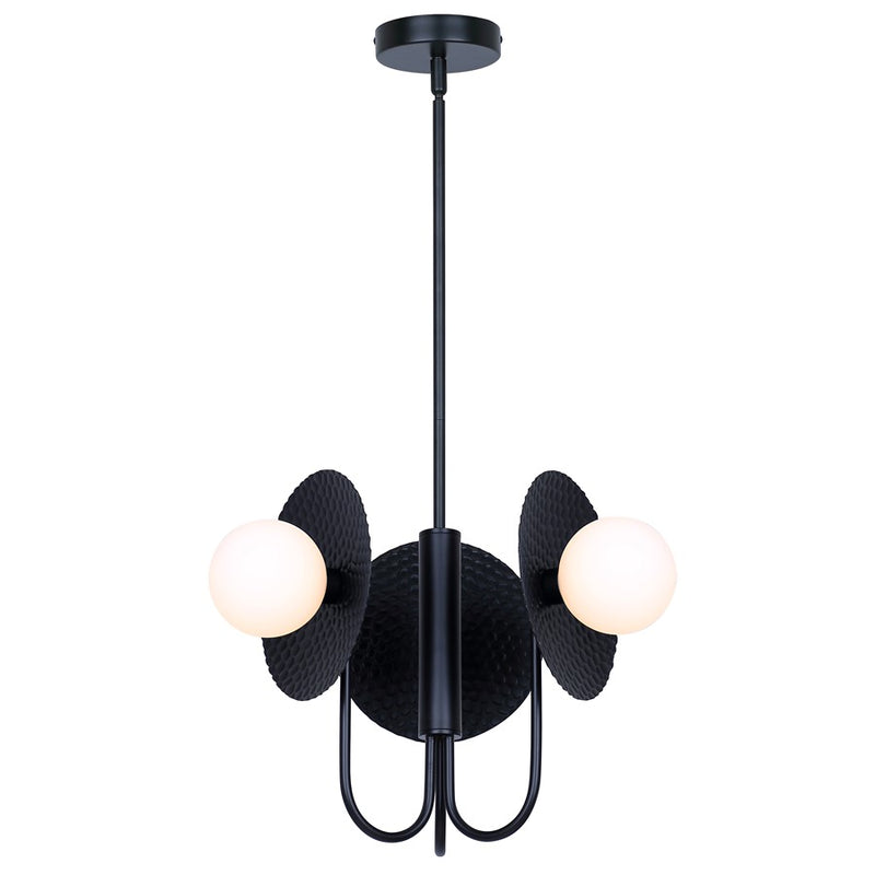 Canarm Mierka 17in 3-Light Chandelier | Matte Black and Opal Glass | Dining Room & Kitchen Island | 17 x 17 x 19 in | Model ICH1209A03BK9