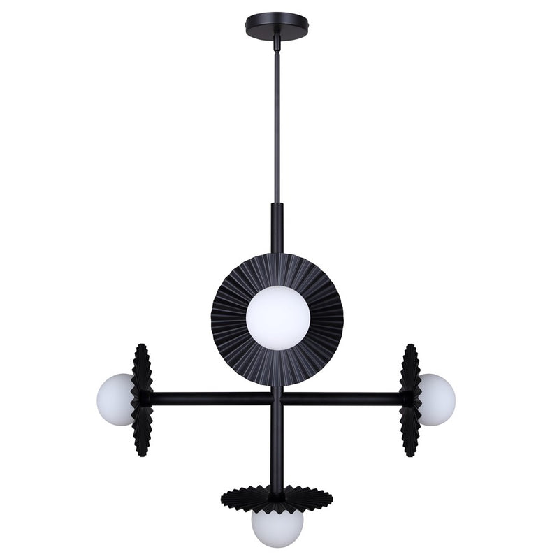 Canarm Payton 27in 5-Light Chandelier | Matte Black and Opal Glass | Dining Room & Entryway | 27 x 27 x 28 in | Model ICH1210A05BK9