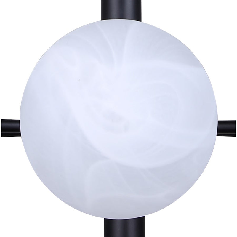Canarm Mackenna 26in 6-Light Chandelier | Matte Black and Alabaster Glass | Dining Room & Living Room | 26 x 26 x 22 in | Model ICH1229A06BK
