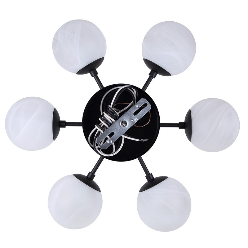Canarm Mackenna 26in 6-Light Chandelier | Matte Black and Alabaster Glass | Dining Room & Living Room | 26 x 26 x 22 in | Model ICH1229A06BK