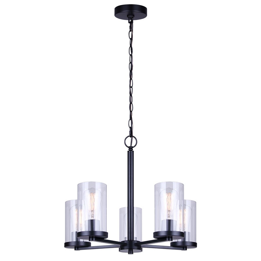 Canarm Britton 5 Light Chandelier, Matte Black - ICH1234A05BK