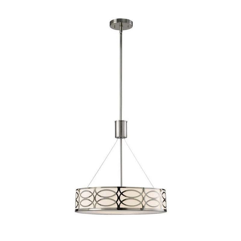 Canarm Drake 3-Light Rod Bowl Chandelier | Brushed Nickel and White Acrylic Shade | Dining Room & Living Room | Model ICH173B03BN18