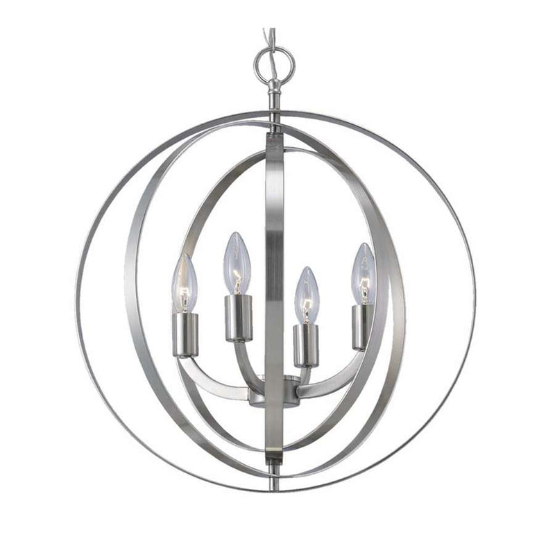 Canarm Meridian 4-Light Chandelier | Brushed Nickel with Swivel Spheres | Dining Room & Foyer | 18in W x 21in H, 5ft Chain | Model ICH182B04BN18