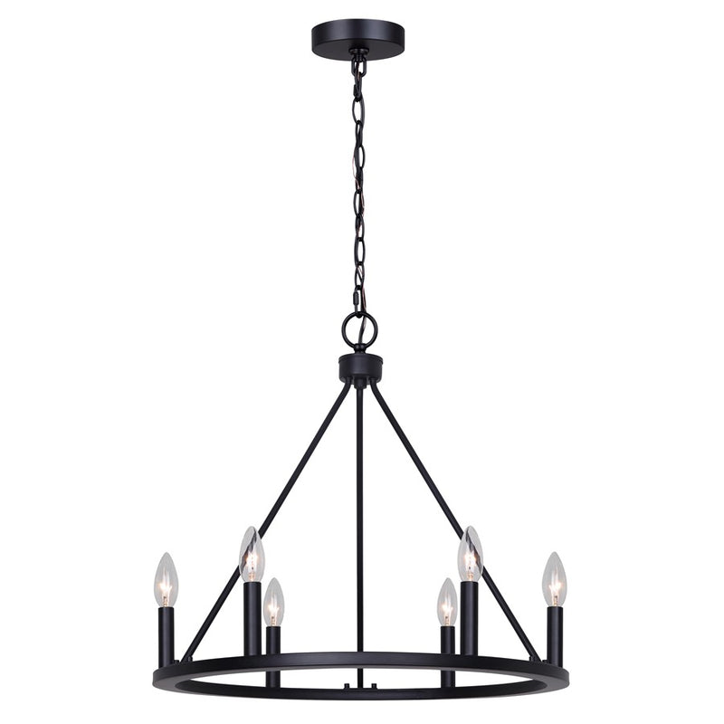 Canarm Mara 6 Light 26" Chandelier, Matte Black