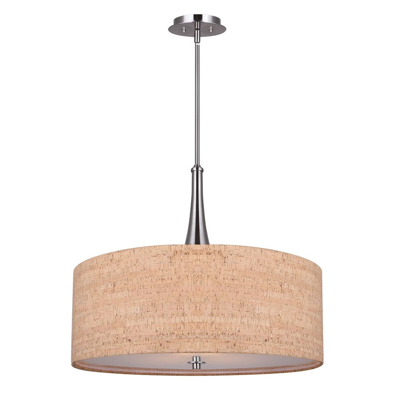 Canarm Eden 22in 3-Light Chandelier | Modern Cork & Brushed Nickel Metal | Dining Room & Living Room | 22 x 22 x 28.25 in | Model ICH2120B03BN22