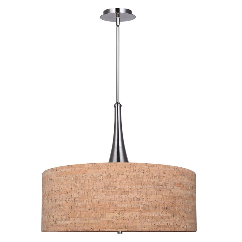 Canarm Eden 22in 3-Light Chandelier | Modern Cork & Brushed Nickel Metal | Dining Room & Living Room | 22 x 22 x 28.25 in | Model ICH2120B03BN22