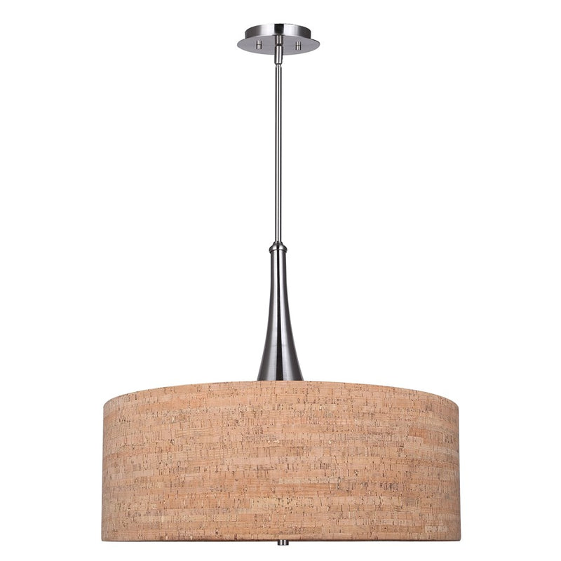 Canarm Eden 3 Light 22" Chandelier, Cork/Brushed Nickel