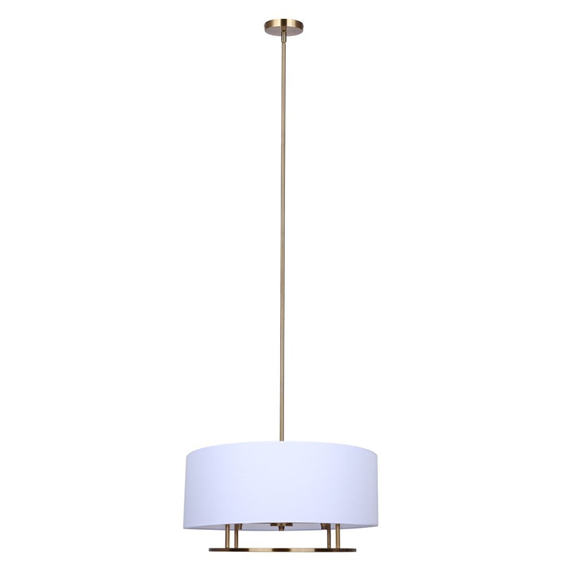 Canarm Bonnie 24in 3-Light Chandelier | Gold Steel and White Fabric Drum Shade | Dining Room & Bedroom | 24 x 24 x 14.75 in | Model ICH2191B03GD24