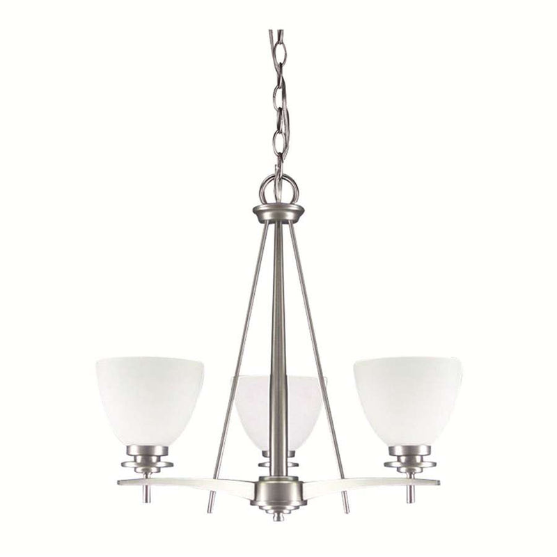 Canarm New Yorker 19in 3-Light Chandelier | Brushed Pewter Steel and Opal Glass | Dining Room & Living Room | 19 x 19 x 18 in | Model ICH256A03BPT