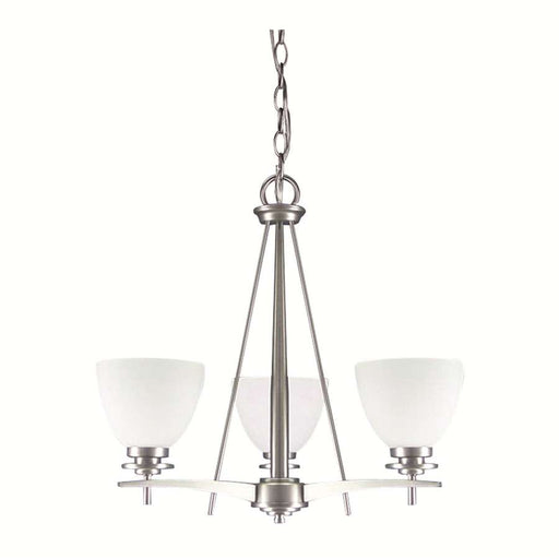 Canarm New Yorker 19in 3-Light Chandelier | Brushed Pewter Steel and Opal Glass | Dining Room & Living Room | 19 x 19 x 18 in | Model ICH256A03BPT