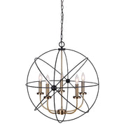 Canarm Sumerside 5-Light Chandelier | Matte Black & Gold Metal | Dining Room & Kitchen Island | 25 x 26 in | Model ICH282B05BKG25