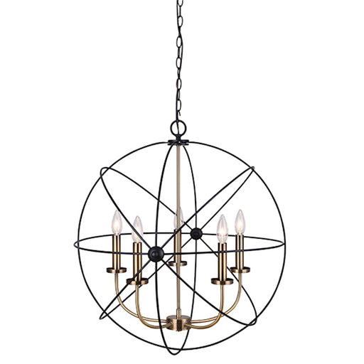 Canarm Sumerside 5-Light Chandelier | Matte Black & Gold Metal | Dining Room & Kitchen Island | 25 x 26 in | Model ICH282B05BKG25