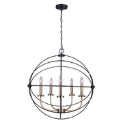 Canarm Sumerside 5-Light Chandelier | Matte Black & Gold Metal | Dining Room & Kitchen Island | 25 x 26 in | Model ICH282B05BKG25