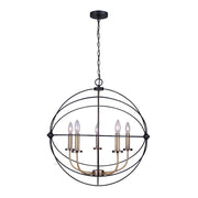 Canarm Sumerside 5-Light Chandelier | Matte Black & Gold Metal | Dining Room & Kitchen Island | 25 x 26 in | Model ICH282B05BKG25