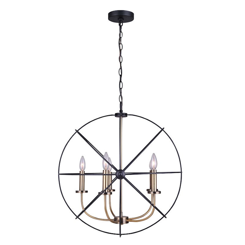 Canarm Sumerside 5-Light Chandelier | Matte Black & Gold Metal | Dining Room & Kitchen Island | 25 x 26 in | Model ICH282B05BKG25