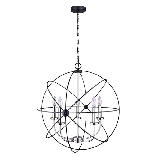 Canarm Sumerside 5-Light Chandelier | Matte Black & Brushed Nickel Metal | Dining Room & Kitchen Island | 25 x 26 in | Model ICH282B05BKN25