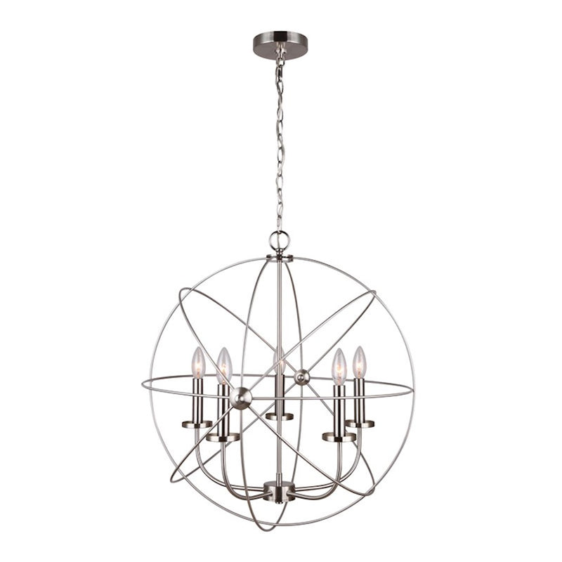 Canarm Sumerside 25in 5-Light Chandelier | Brushed Nickel Metal | Dining Room & Living Room | 25 x 26.5 in | Model ICH282B05BN25