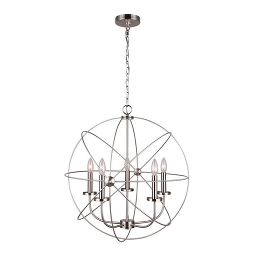 Canarm Sumerside 25in 5-Light Chandelier | Brushed Nickel Metal | Dining Room & Living Room | 25 x 26.5 in | Model ICH282B05BN25