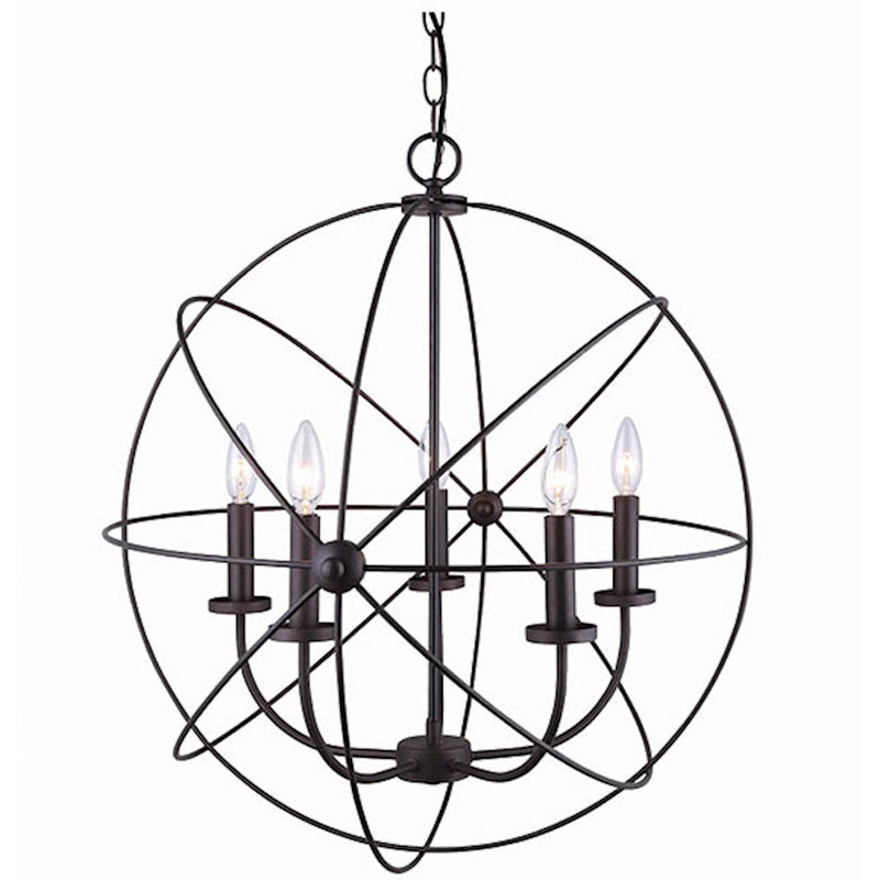 Canarm Sumerside 25in 5-Light Chandelier | Oil Rubbed Bronze Steel/Copper | Dining Room & Living Room | 25 x 26.5 in | Model ICH282B05ORB25