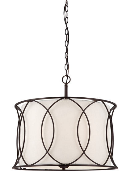 Canarm Monica 3-Light Chandelier | Oil Rubbed Bronze and White Fabric Shade | Dining Room & Living Room | 20.5in W x 17.5in H | Model ICH320A03ORB20