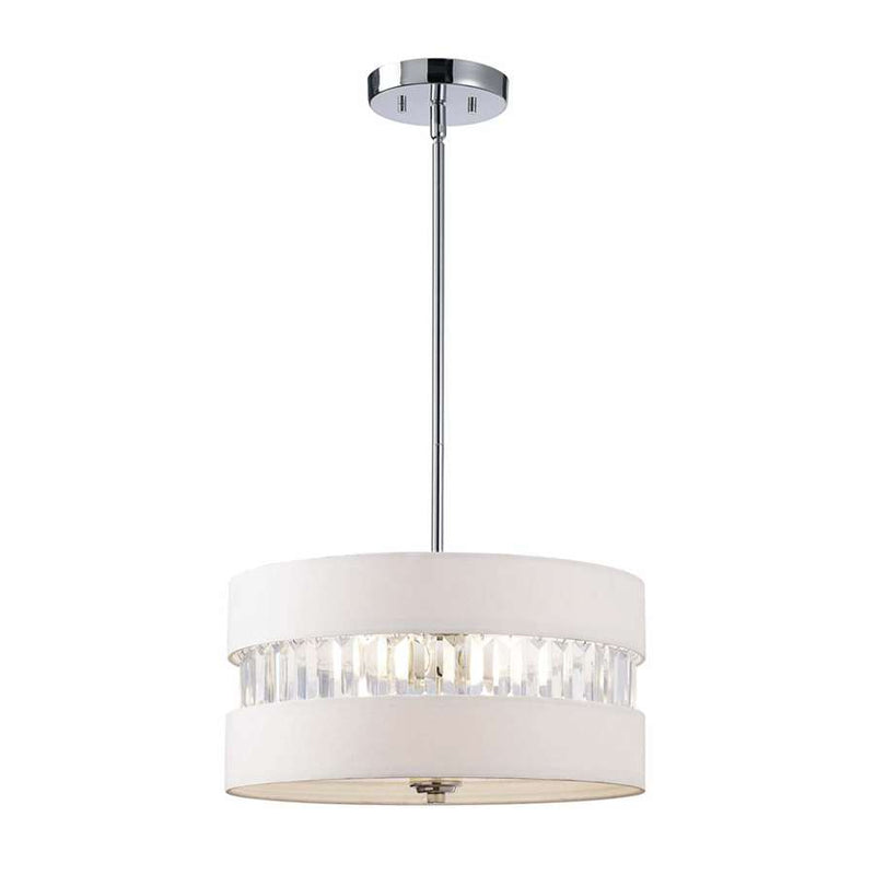 Canarm Ballard 16in 3-Light Chandelier | Chrome Steel and White Fabric Shade | Dining Room & Kitchen Island | Model ICH426A03CH16