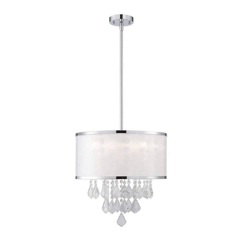 Canarm Reese 16in 4-Light Chandelier | Chrome Steel and Frosted PVC Shade | Dining Room & Living Room | 15.75 x 15.75 x 66.75 in | Model ICH435A04CH9