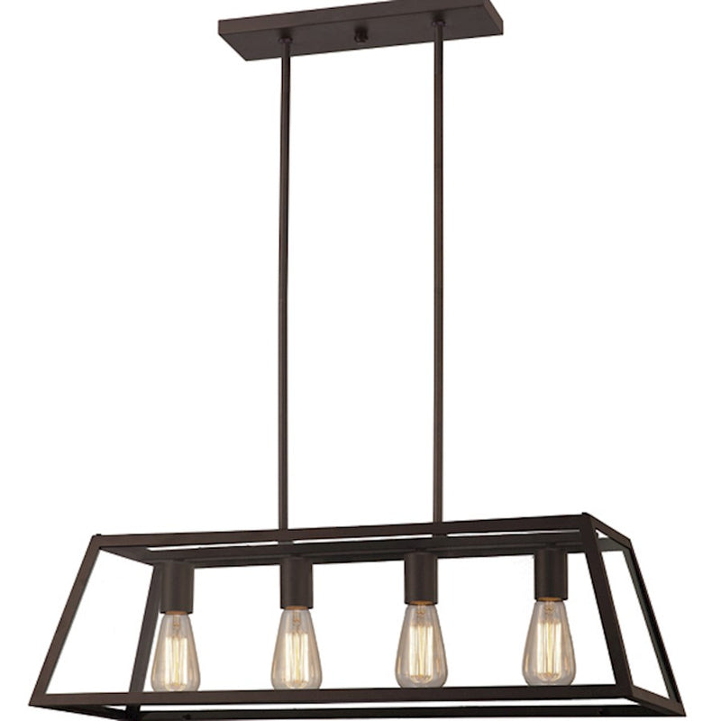 Canarm Flynn 30in 4-Light Chandelier | Oil Rubbed Bronze Steel and Clear Glass | Dining Room & Foyer | 30 x 30 x 57.5 in | Model ICH480A04ORB30