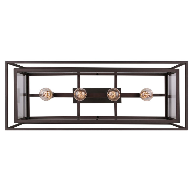 Canarm Isola 32in 4-Light Chandelier | Industrial Oil Rubbed Bronze and Clear Glass | Kitchen Island & Dining Room | Model ICH595A04ORB32