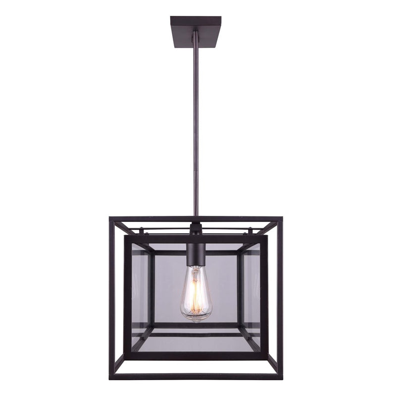 Canarm Isola 32in 4-Light Chandelier | Industrial Oil Rubbed Bronze and Clear Glass | Kitchen Island & Dining Room | Model ICH595A04ORB32