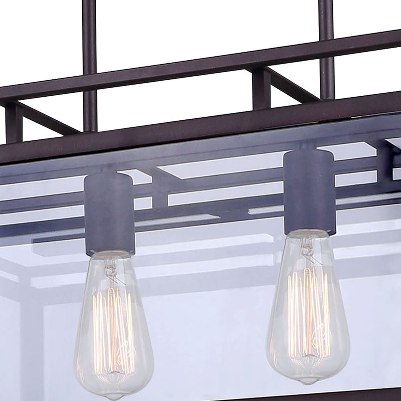 Canarm Isola 32in 4-Light Chandelier | Industrial Oil Rubbed Bronze and Clear Glass | Kitchen Island & Dining Room | Model ICH595A04ORB32