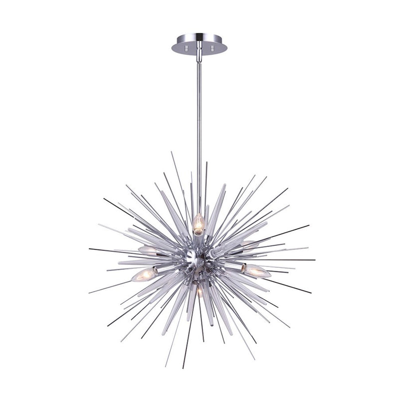 Canarm Neva 24in 6-Light Chandelier | Chrome Finish | Dining Room & Living Room | 24 x 24 x 26 in | Model ICH634B06CH25