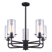 Canarm Albany 30in 5-Light Chandelier | Traditional Oil Rubbed Bronze Metal and Clear Glass | Dining Room & Living Room | Model ICH679A05ORB