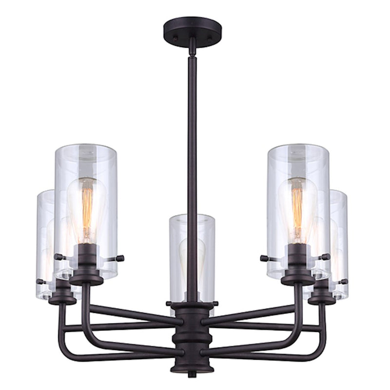 Canarm Albany 30in 5-Light Chandelier | Traditional Oil Rubbed Bronze Metal and Clear Glass | Dining Room & Living Room | Model ICH679A05ORB