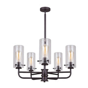Canarm Albany 30in 5-Light Chandelier | Traditional Oil Rubbed Bronze Metal and Clear Glass | Dining Room & Living Room | Model ICH679A05ORB