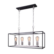 Canarm Roy 30in 4-Light Chandelier | Industrial Brushed Nickel and Matte Black Metal | Dining Room & Kitchen Island | Model ICH701A04BKN30