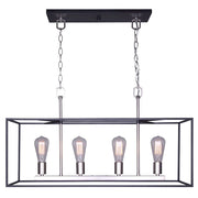 Canarm Roy 30in 4-Light Chandelier | Industrial Brushed Nickel and Matte Black Metal | Dining Room & Kitchen Island | Model ICH701A04BKN30