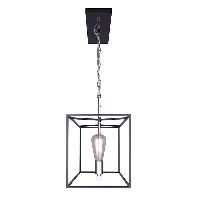 Canarm Roy 30in 4-Light Chandelier | Industrial Brushed Nickel and Matte Black Metal | Dining Room & Kitchen Island | Model ICH701A04BKN30