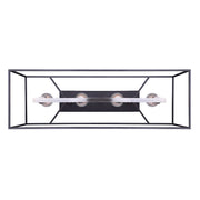 Canarm Roy 30in 4-Light Chandelier | Industrial Brushed Nickel and Matte Black Metal | Dining Room & Kitchen Island | Model ICH701A04BKN30
