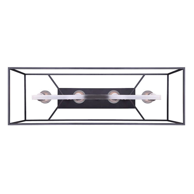 Canarm Roy 30in 4-Light Chandelier | Industrial Brushed Nickel and Matte Black Metal | Dining Room & Kitchen Island | Model ICH701A04BKN30