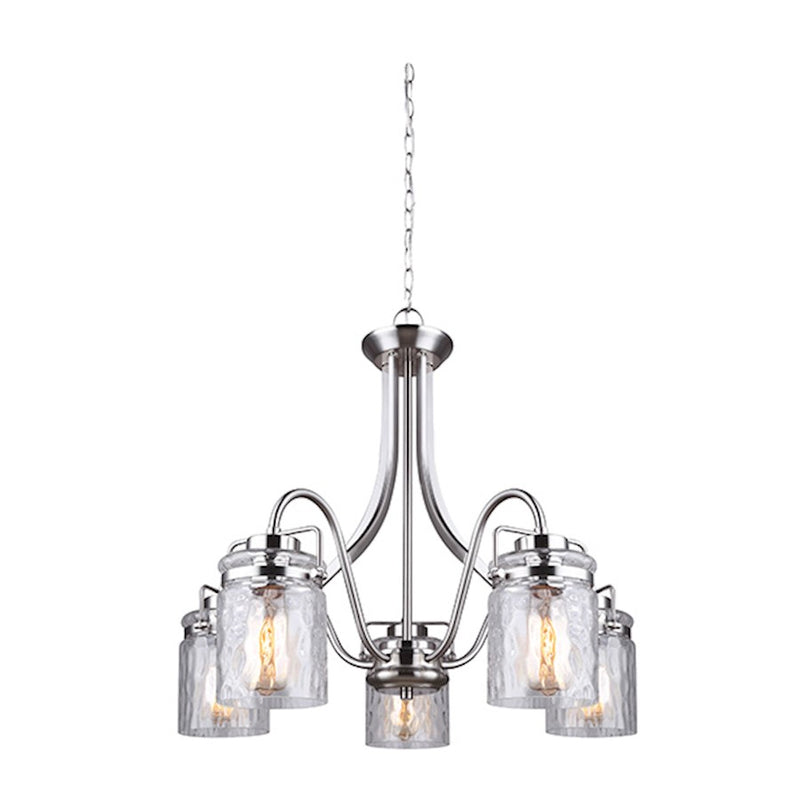 Canarm Arden 25in 5-Light Chandelier | Brushed Nickel and Clear Glass | Dining Room & Entryway | 25 x 25 x 24 in | Model ICH707A05BN